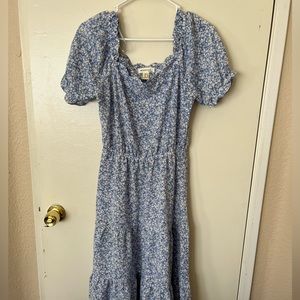 Blue floral midi dress